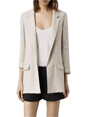 AllSaints Obel Blazer Oyster White Tailored Open Front Size US 2